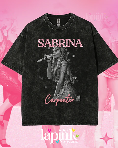 Polera Sabrina Carpenter Diseño Exclusivo 4 Acid Wash Glitter