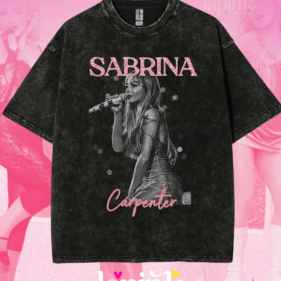 Polera Sabrina Carpenter Diseño Exclusivo 4 Acid Wash Glitter 1