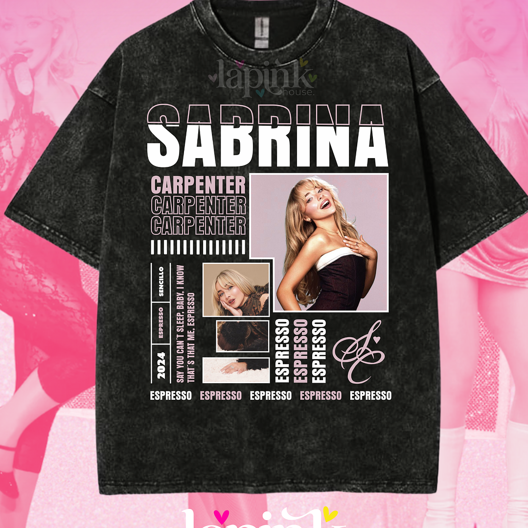 Polera Sabrina Carpenter Diseño Exclusivo 9 Acid Wash 1