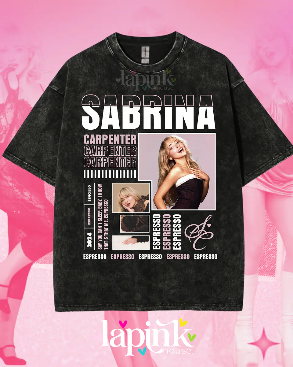 Polera Sabrina Carpenter Diseño Exclusivo 9 Acid Wash 1