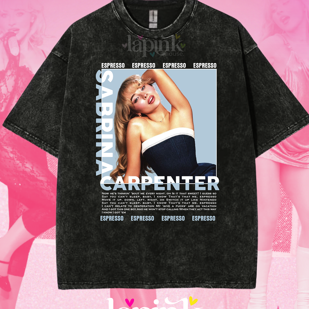 Polera Sabrina Carpenter Diseño Exclusivo 10 Acid Wash 1