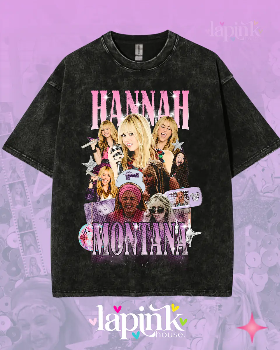 Polera Hannah Montana Bootleg Diseño Exclusivo Miley Cyrus Acid Wash 1 1