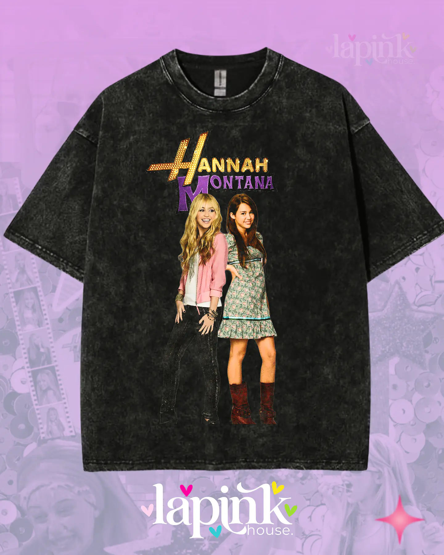 Polera Hannah Montana Diseño Exclusivo Miley Cyrus Acid Wash 2 1