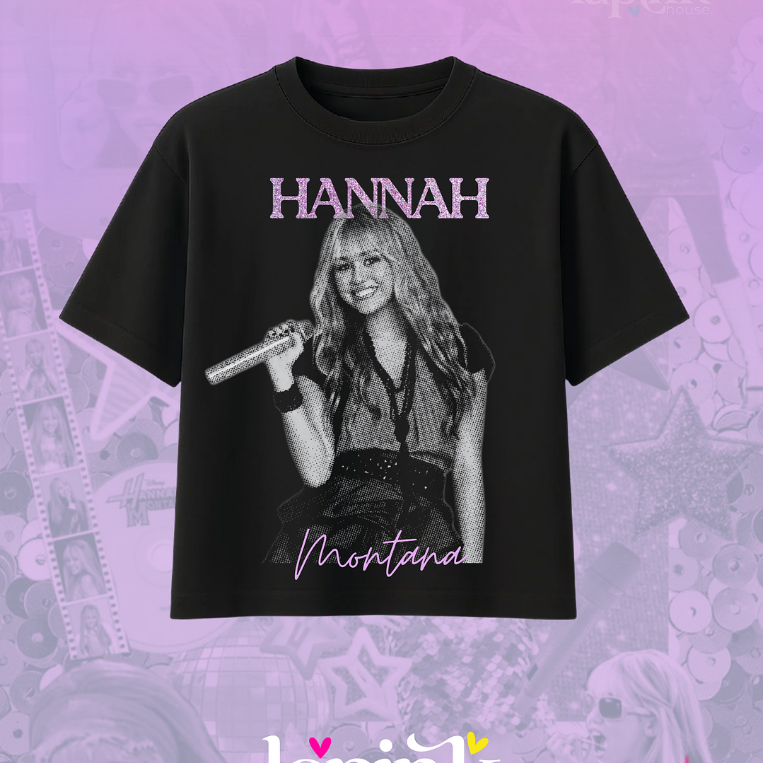 Polera Hannah Montana  Diseño Exclusivo Miley Cyrus Glitter 3 1