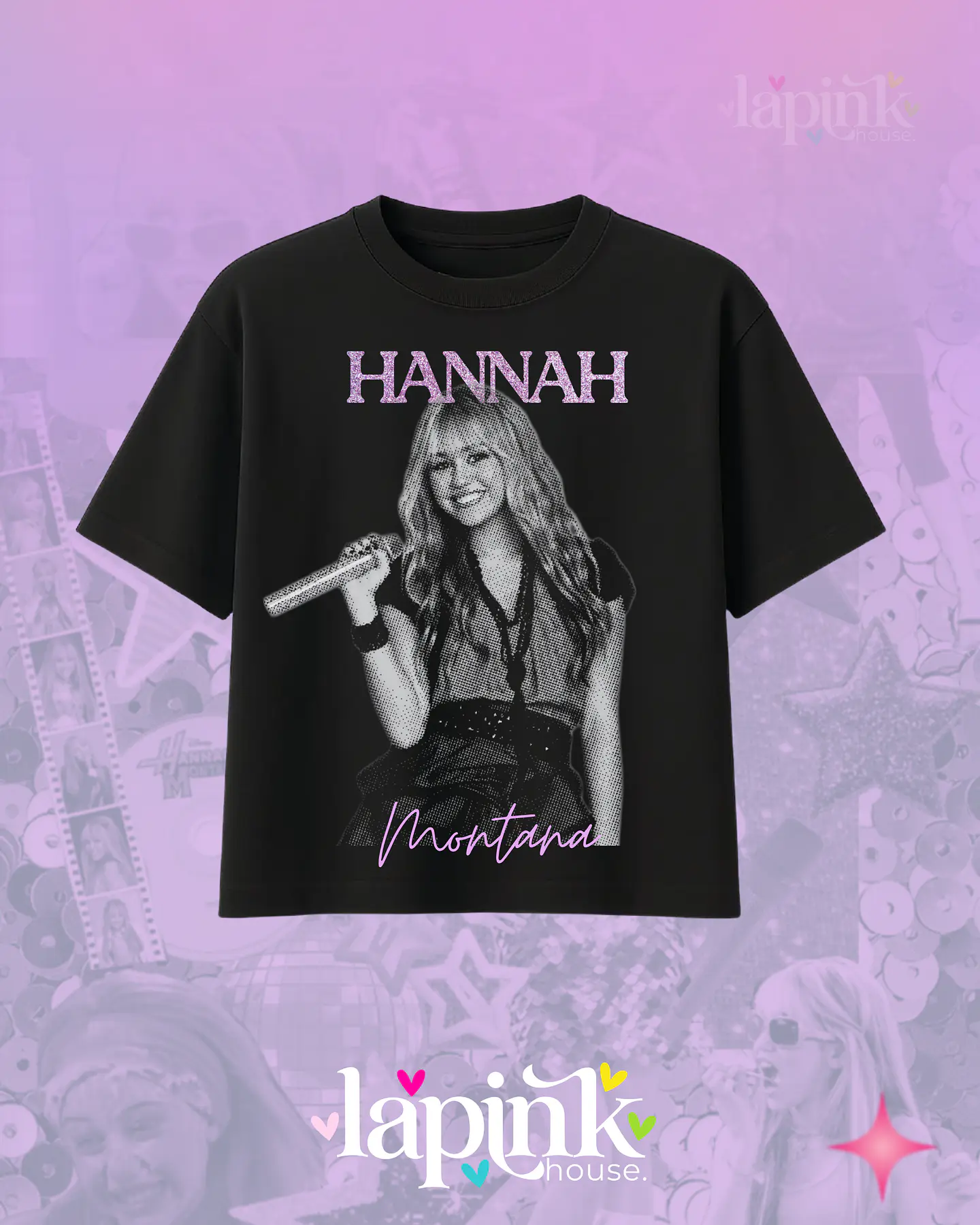Polera Hannah Montana  Diseño Exclusivo Miley Cyrus Glitter 3 1