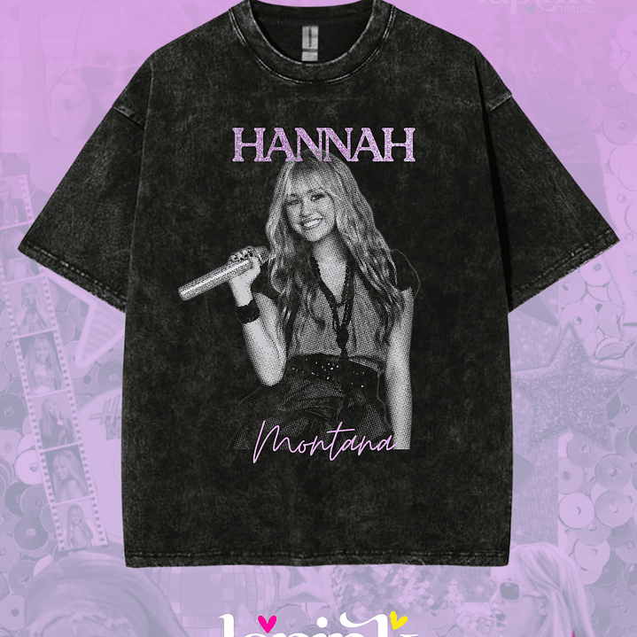 Polera Hannah Montana Diseño Exclusivo Miley Cyrus Glitter Acid Wash 3 1