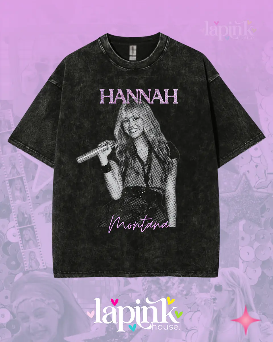 Polera Hannah Montana Diseño Exclusivo Miley Cyrus Glitter Acid Wash 3 1