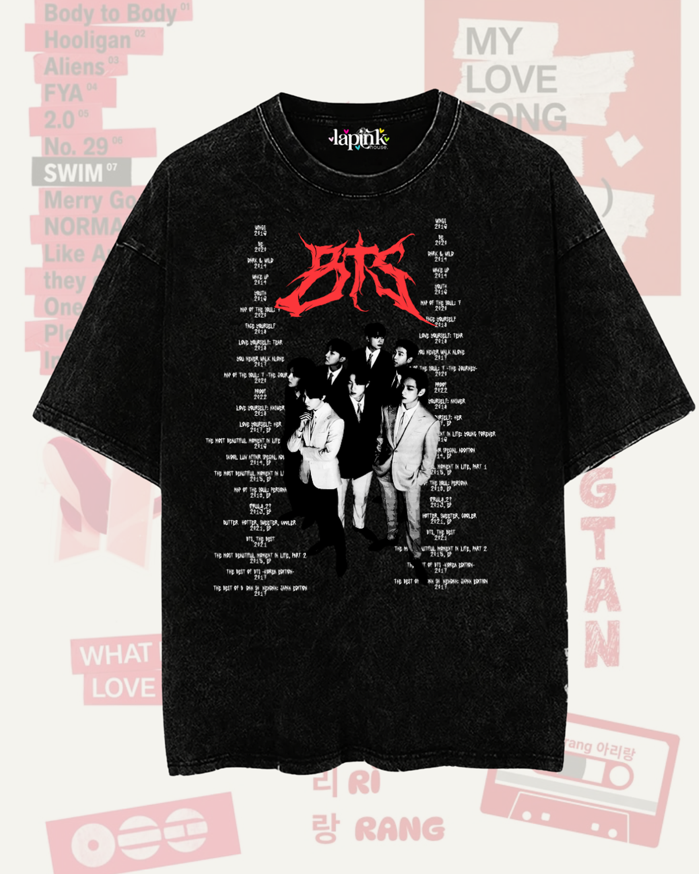 Polera BTS - Diseños Exclusivos K-pop 1 - 100% Algodón- Acid wash 2