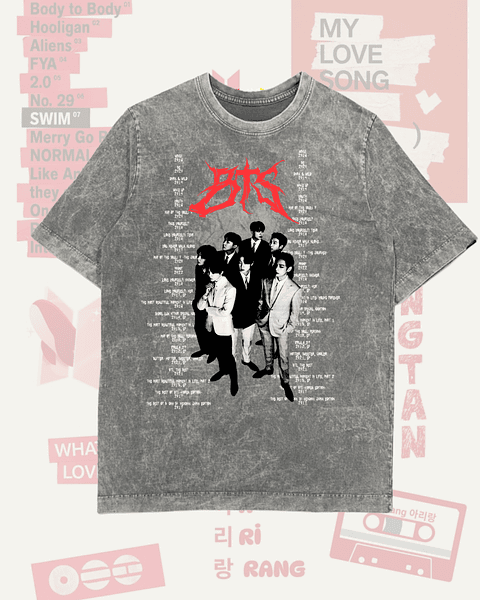Polera BTS - Diseños Exclusivos K-pop 1 - 100% Algodón- Acid wash