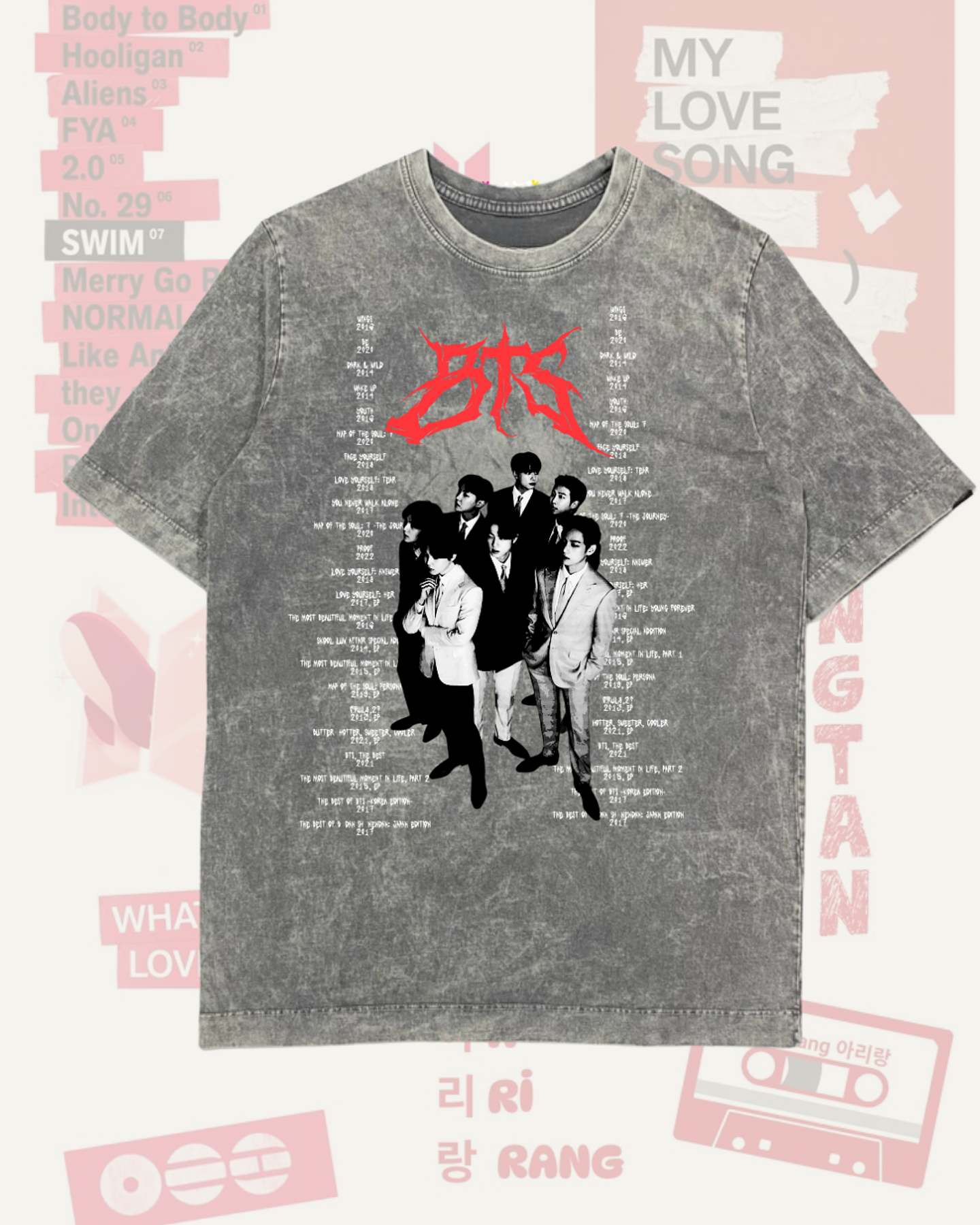 Polera BTS - Diseños Exclusivos K-pop 1 - 100% Algodón- Acid wash 1