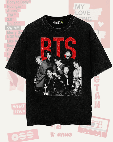Polera BTS - Diseños Exclusivos K-pop 5 - 100% Algodón- Acid wash