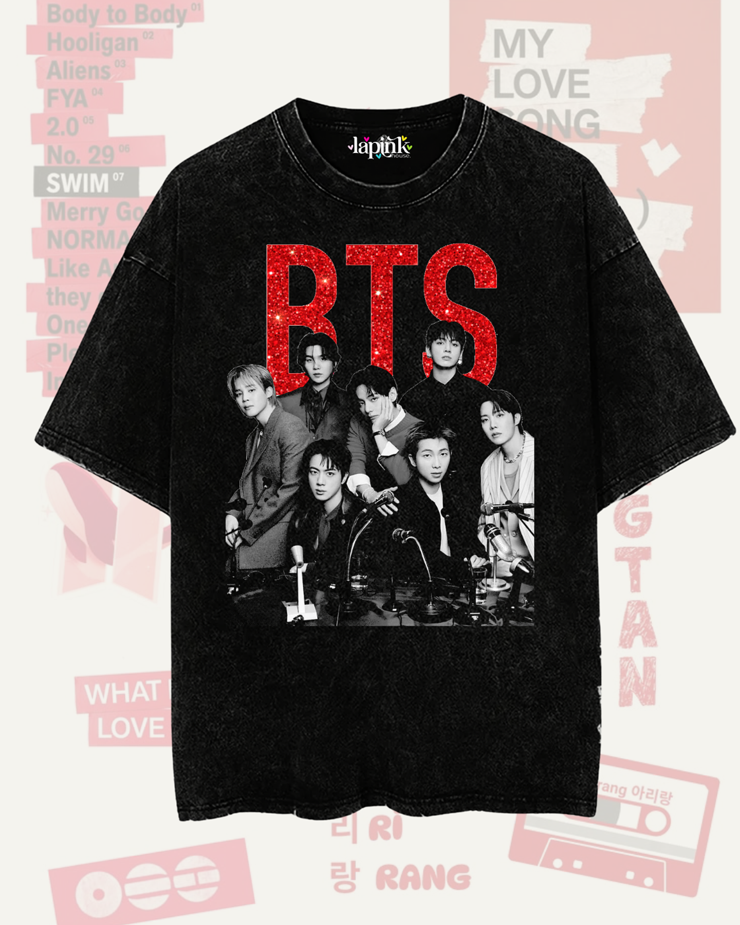 Polera BTS - Diseños Exclusivos K-pop 5 - 100% Algodón- Acid wash 1