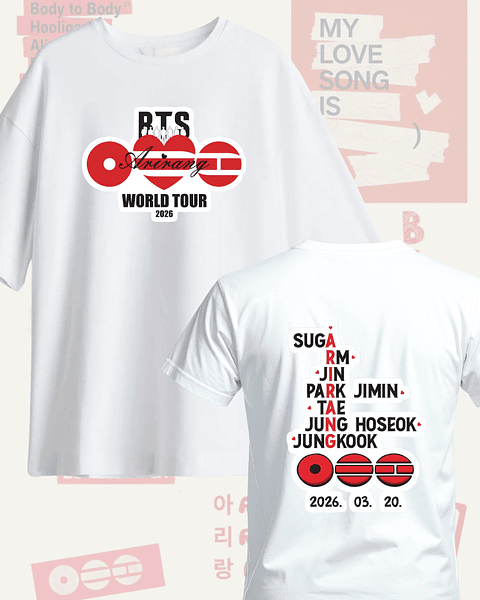 Polera BTS Arirang - Diseños Exclusivos K-pop 6 - 100% Algodón- Doble estampado- COPIA