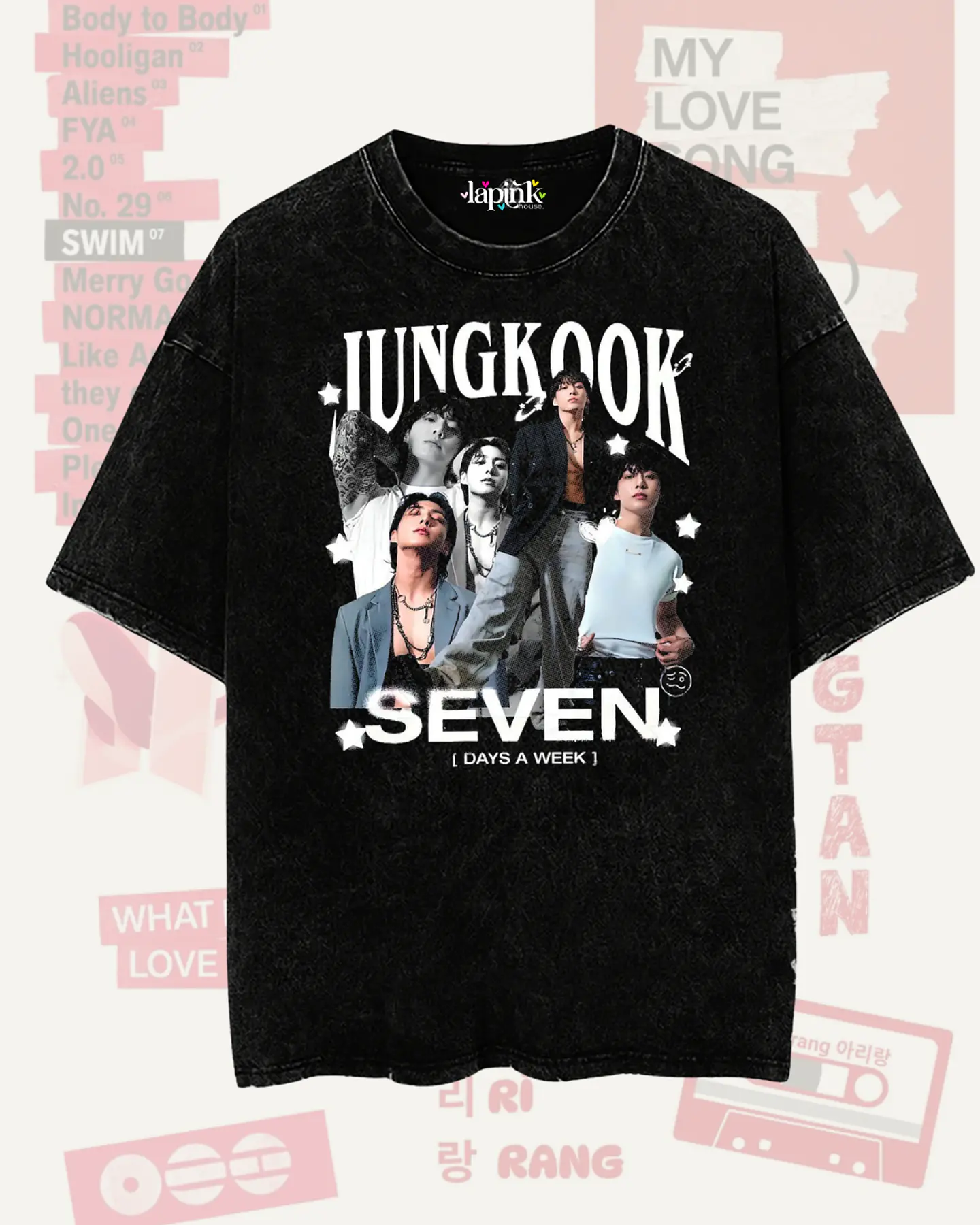 Polera BTS - Diseños Exclusivos K-pop 8 - 100% Algodón- Acid wash 1