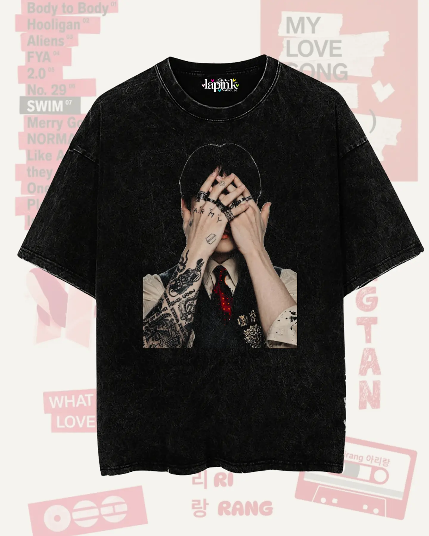 Polera BTS - Diseños Exclusivos K-pop 17 - 100% Algodón- Acid wash 1