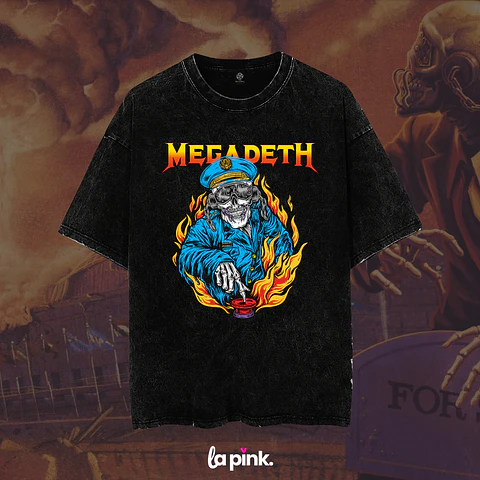 Polera Megadeth Chile 2026 - Edición Especial Concierto Última Gira - DTF 1- Acid Wash