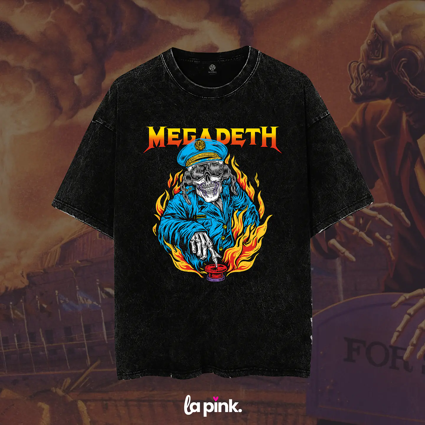 Polera Megadeth Chile 2026 - Edición Especial Concierto Última Gira - DTF 1- Acid Wash 1
