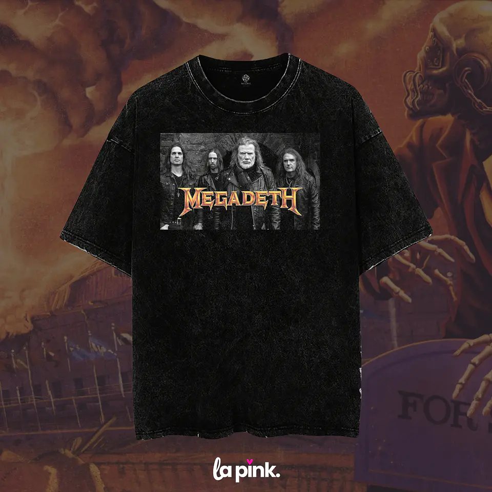 Polera Megadeth Chile 2026 - Edición Especial Concierto Última Gira - DTF 3 Acid wash 1