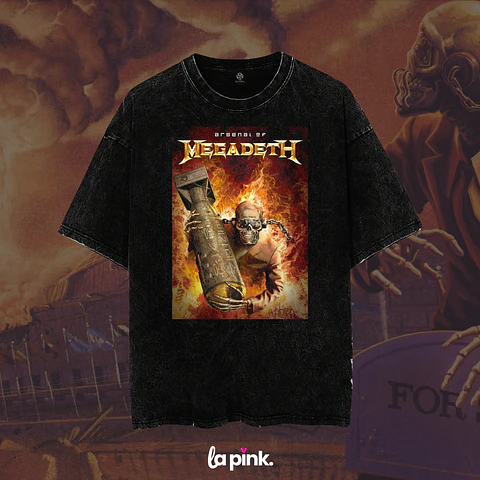 Polera Megadeth Chile 2026 - Edición Especial Concierto Última Gira - DTF 4 Acid wash