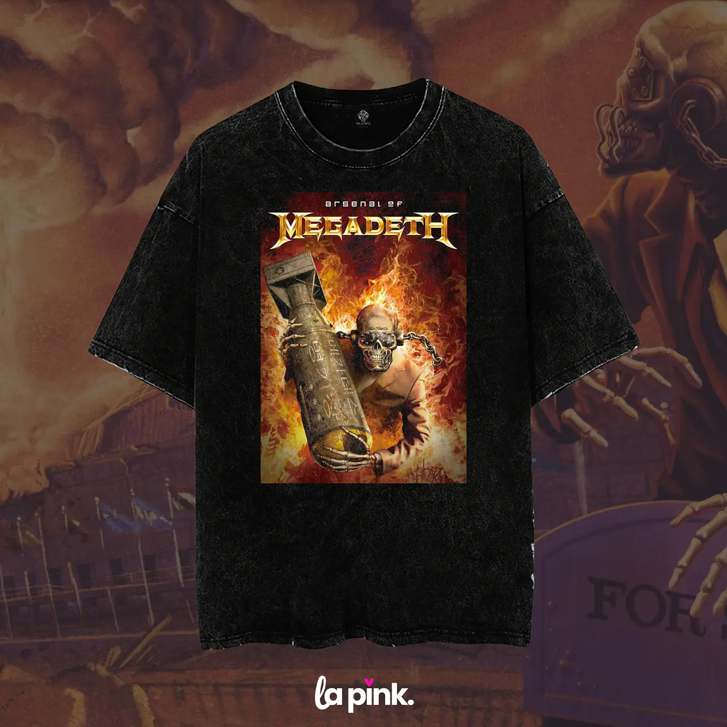 Polera Megadeth Chile 2026 - Edición Especial Concierto Última Gira - DTF 4 Acid wash 1