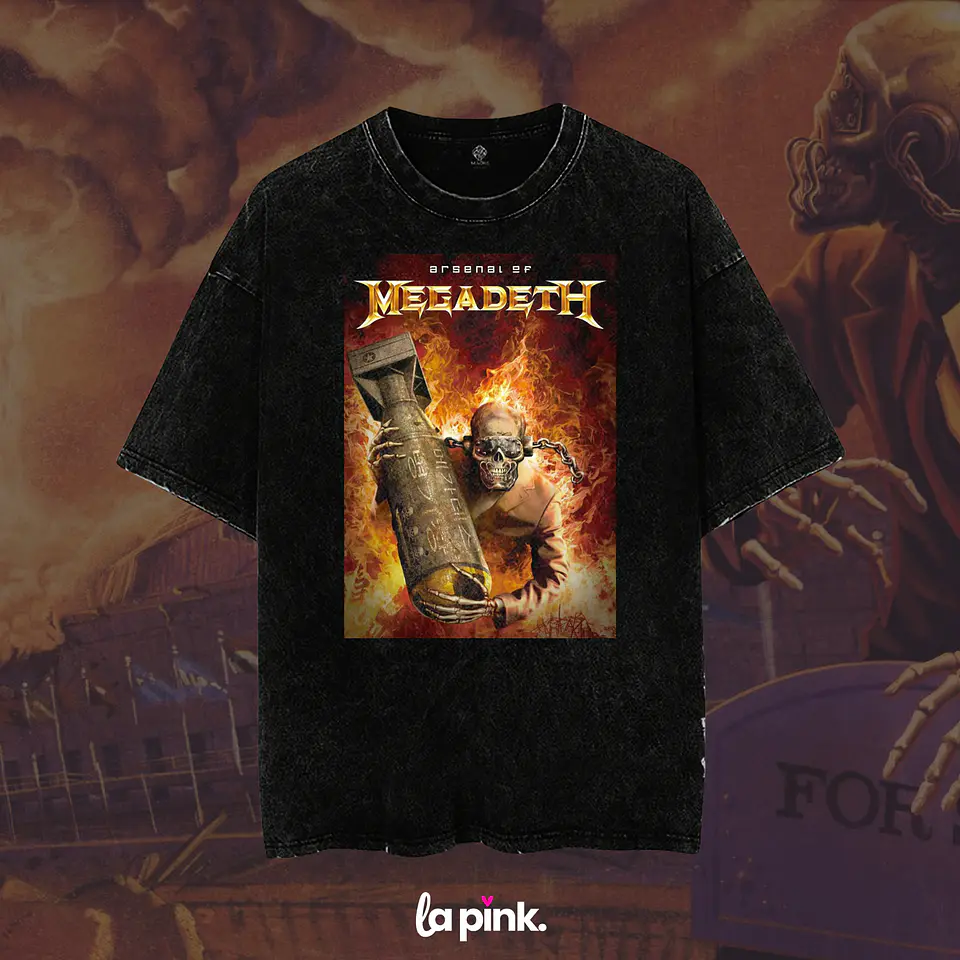 Polera Megadeth Chile 2026 - Edición Especial Concierto Última Gira - DTF 4 Acid wash 1