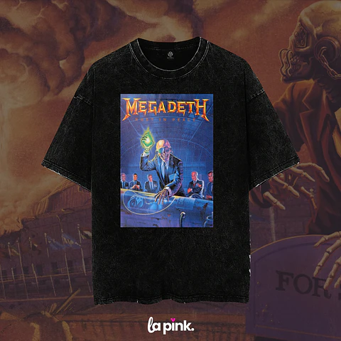 Polera Megadeth Chile 2026 - Edición Especial Concierto Última Gira - DTF 6 Acid wash