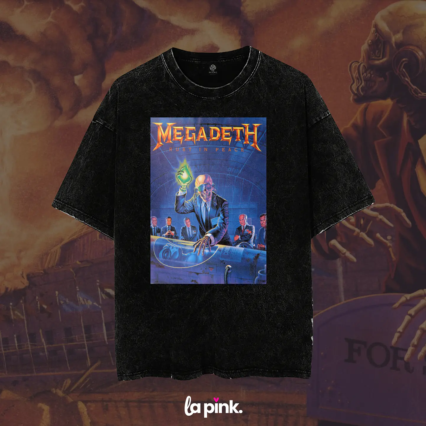 Polera Megadeth Chile 2026 - Edición Especial Concierto Última Gira - DTF 6 Acid wash 1