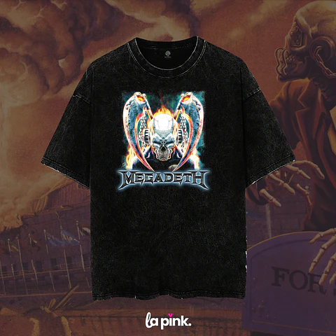 Polera Megadeth Chile 2026 - Edición Especial Concierto Última Gira - DTF 7 Acid wash