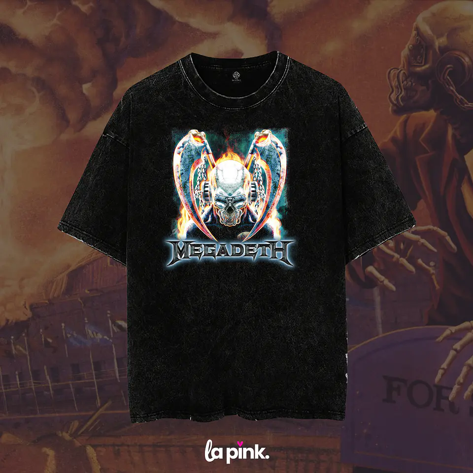 Polera Megadeth Chile 2026 - Edición Especial Concierto Última Gira - DTF 7 Acid wash 1