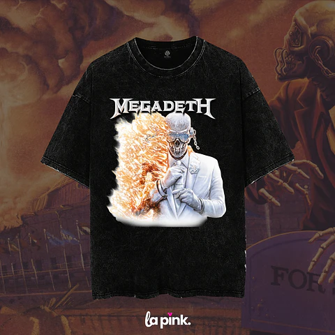 Polera Megadeth Chile 2026 - Edición Especial Concierto Última Gira - DTF 9 Acid wash