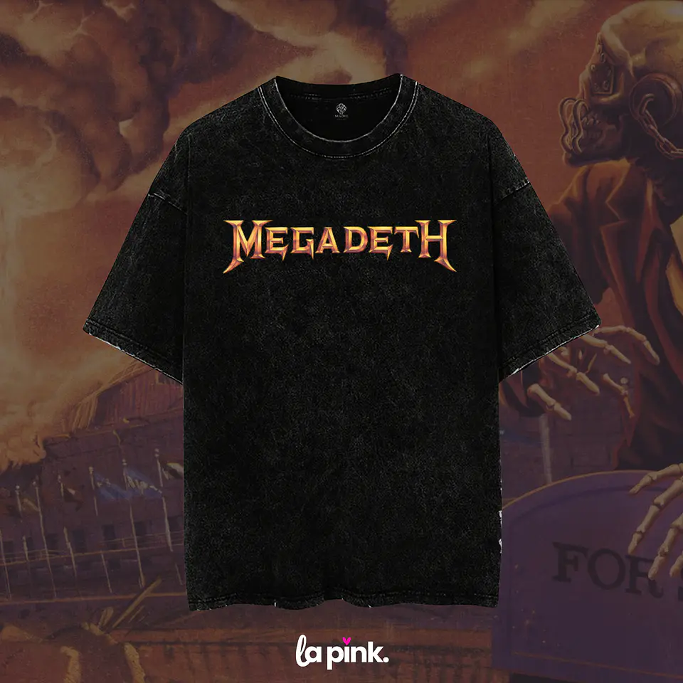 Polera Megadeth Chile 2026 - Edición Especial Concierto Última Gira - DTF 10 Acid Wash 1