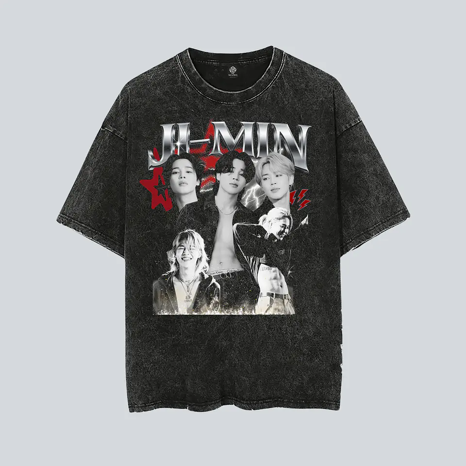 Polera BTS - Diseños Exclusivos K-pop 20 - Jimin 100% Algodón- Acid wash 2