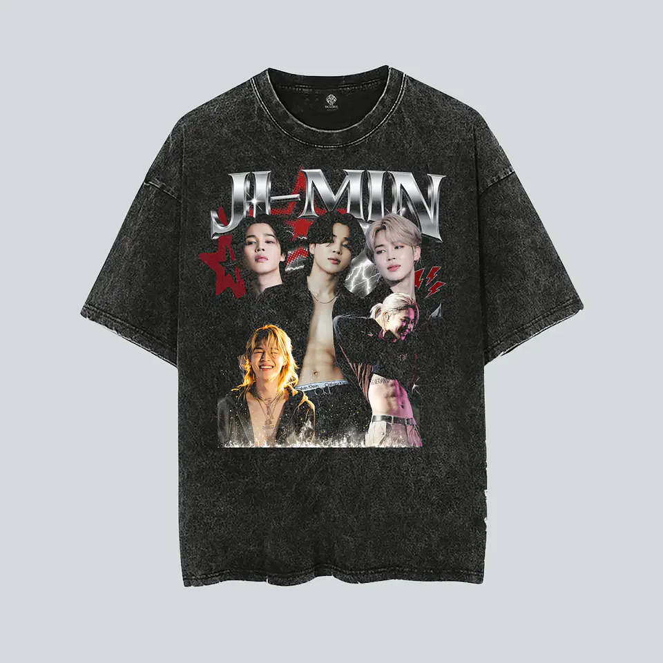 Polera BTS - Diseños Exclusivos K-pop 20 - Jimin 100% Algodón- Acid wash 1