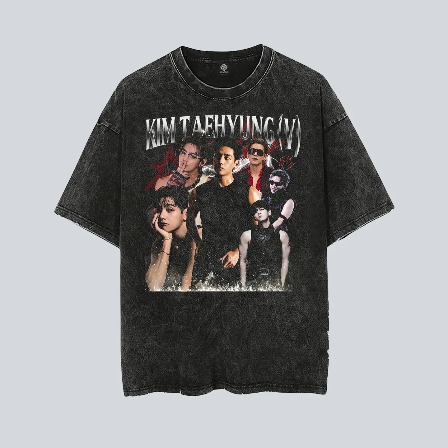 Polera BTS - Diseños Exclusivos K-pop 20 - Kim Tae-hyung V  Algodón- Acid wash 1