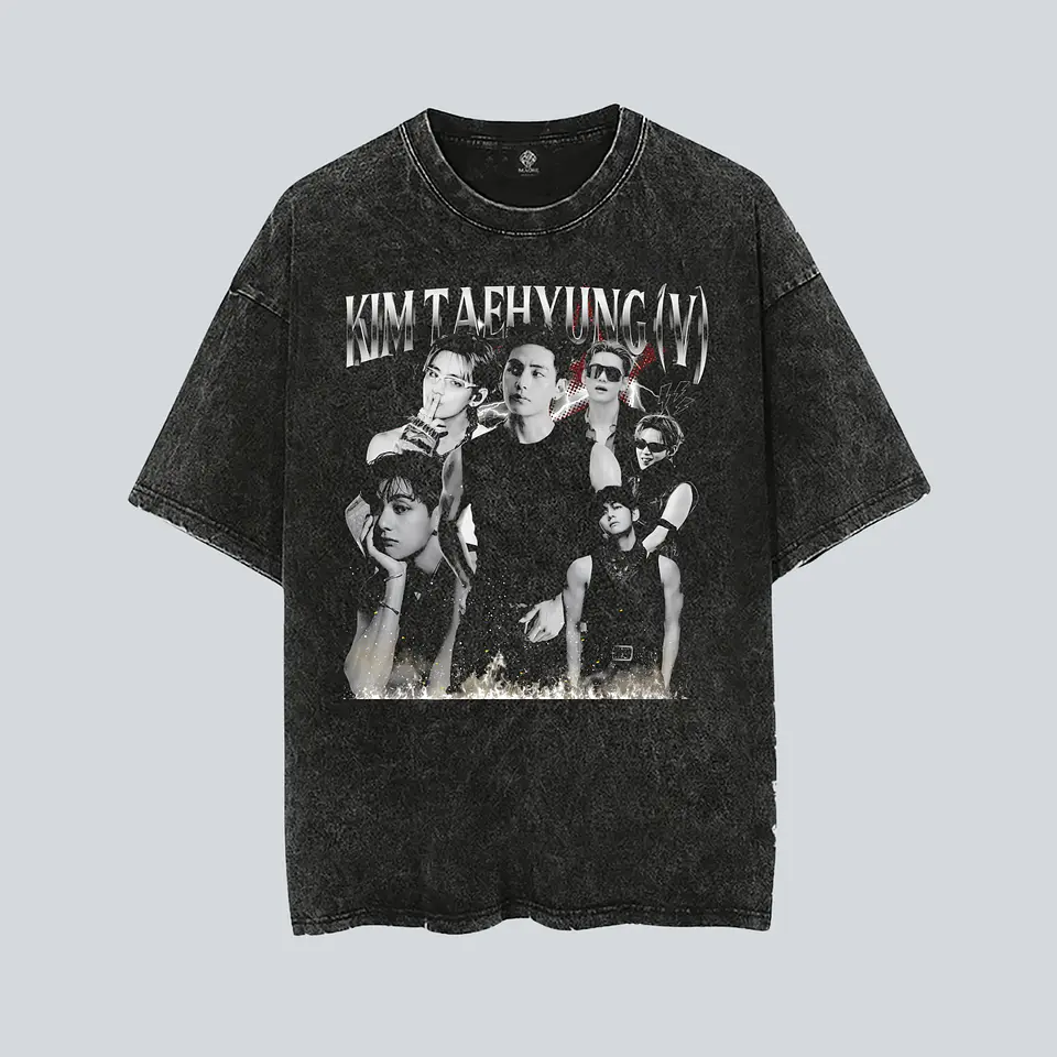 Polera BTS - Diseños Exclusivos K-pop 20 - Kim Tae-hyung V  Algodón- Acid wash 2