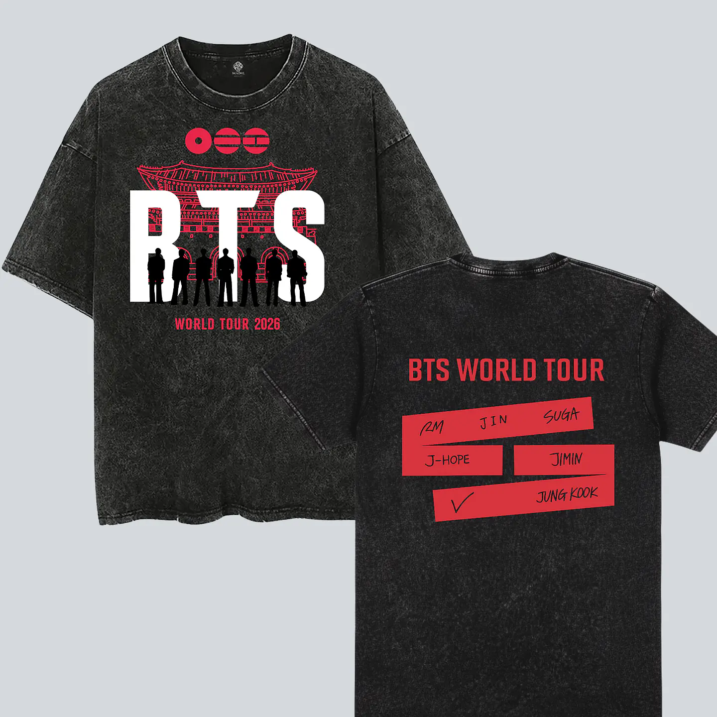 Polera BTS - Diseños Exclusivos K-pop 25 100% Algodón- Acid Wash -Doble estampado 3