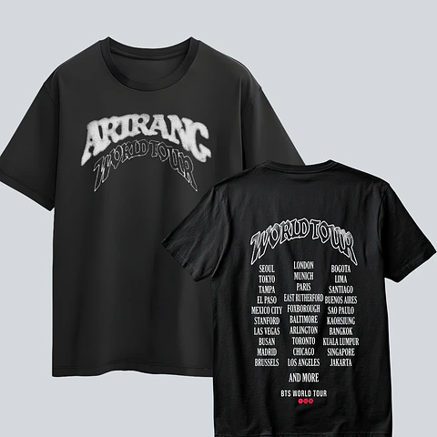 Polera BTS Arirang - Diseños Exclusivos K-pop 26 - 100% Algodón- Doble estampado- ARIRANG WORLD TOUR
