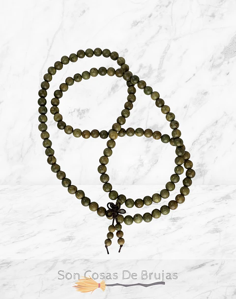 Japa mala natural de madera de Sándalo verde 