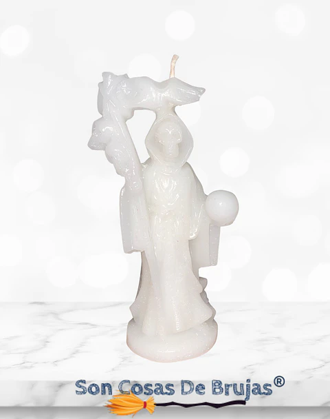 Vela Santa Muerte Blanca - 12 x 5 cm aprox.