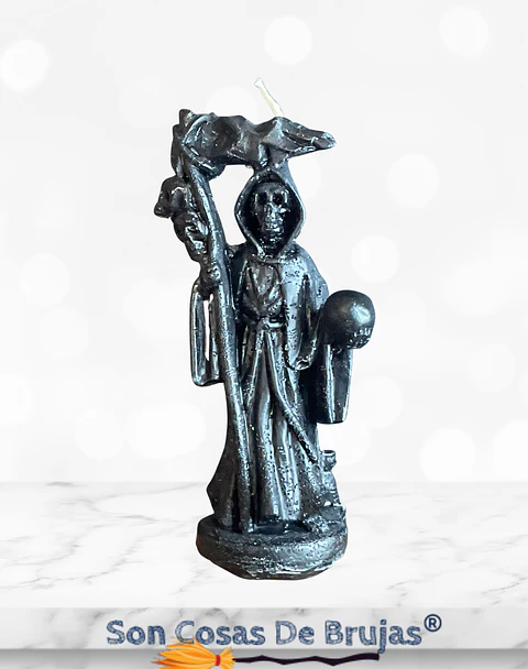 Vela Santa Muerte Negra - 12 x 5 cm aprox.