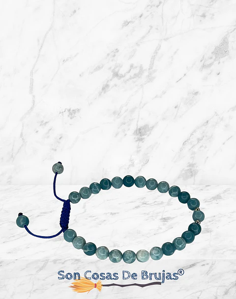 Pulsera ajustable Larimar con puntos de plata 925 - 6 mm 