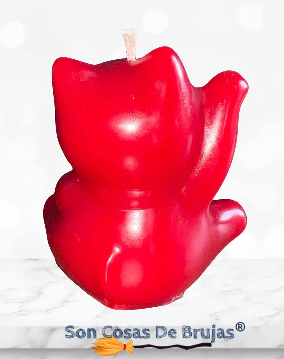 Vela Maneki Neko Rojo (Gato Chino) - 6 x 5 cm aprox. 2