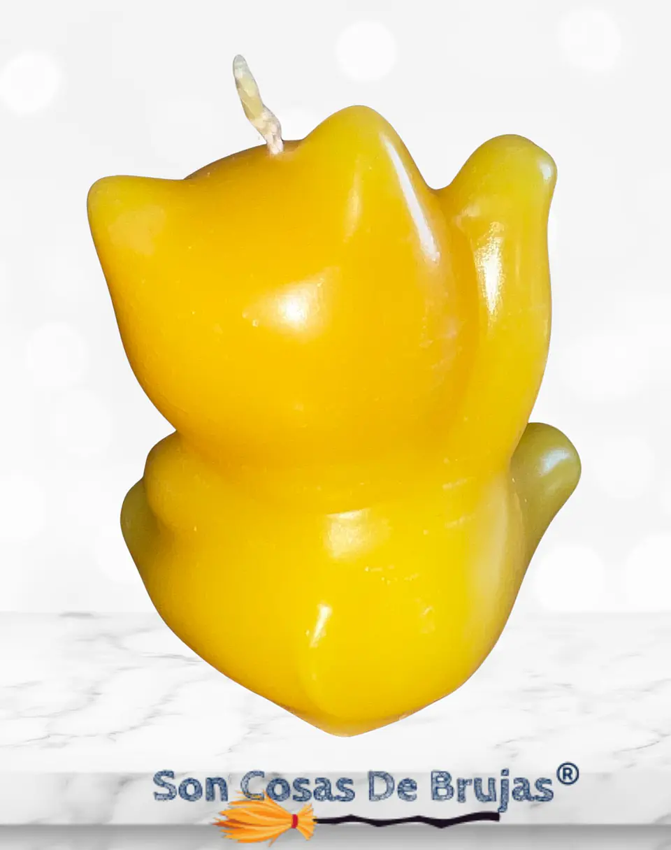Vela Maneki Neko Amarillo - (Gato Chino) 6 x 5 cm aprox. 3