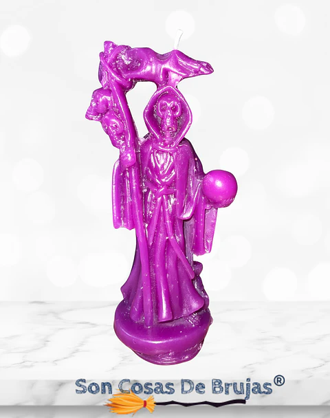 Vela Santa Muerte Morada - 12 x 5 cm aprox.