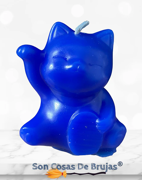 Vela Maneki Neko Azul (Gato Chino) - 6 x 5 cm. Aprox.