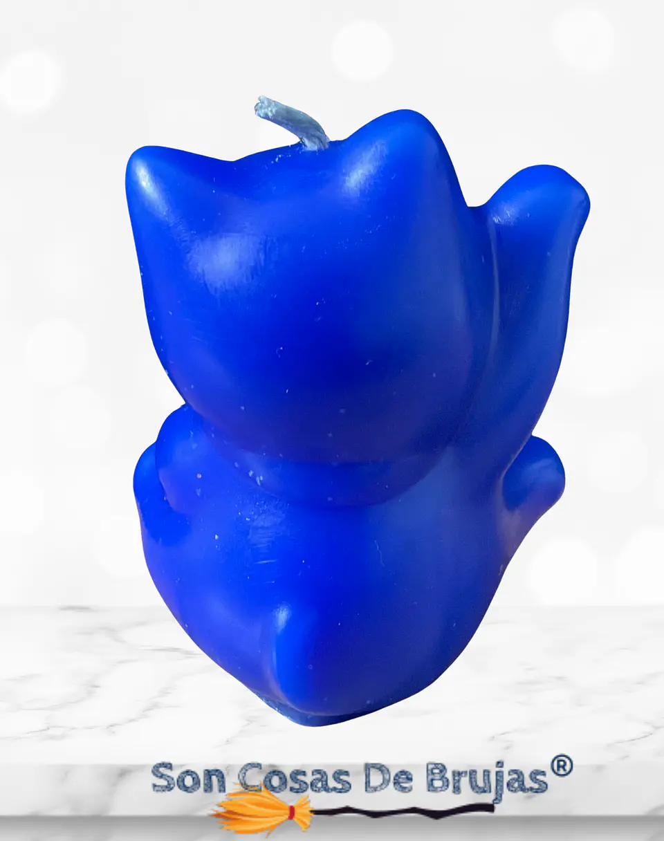 Vela Maneki Neko Azul (Gato Chino) - 6 x 5 cm. Aprox. 3