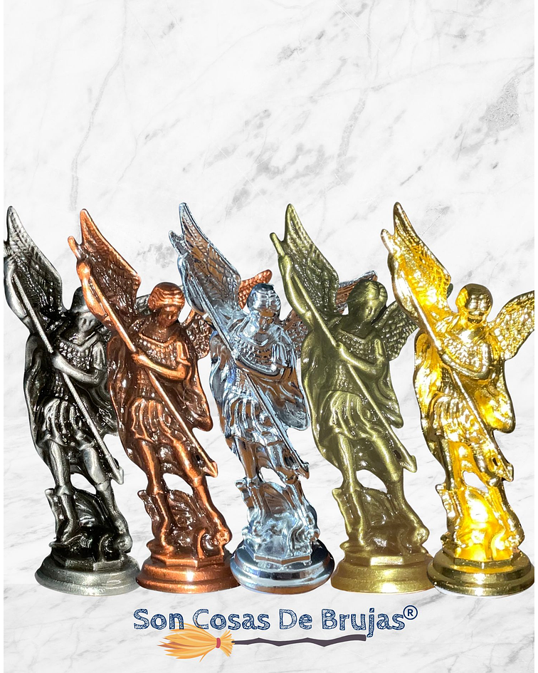 Figura San Miguel Arcángel, Dorado o Plateado - 8 x 4 cm aprox.