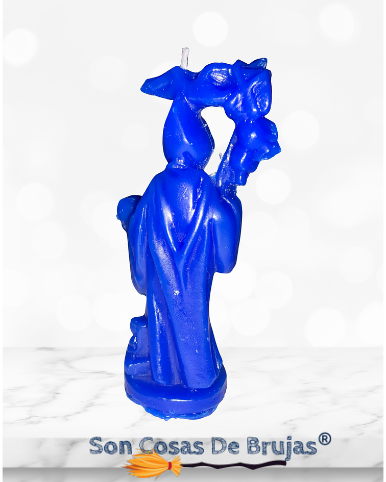 Vela Santa Muerte azul - 12 x 5 cm aprox.