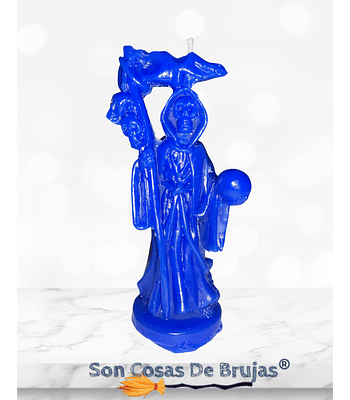 Vela Santa Muerte azul - 12 x 5 cm aprox.