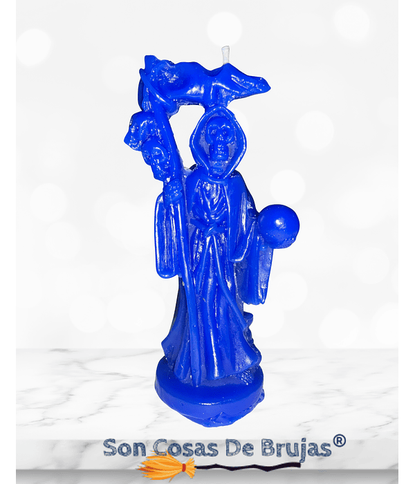 Vela Santa Muerte azul - 12 x 5 cm aprox.